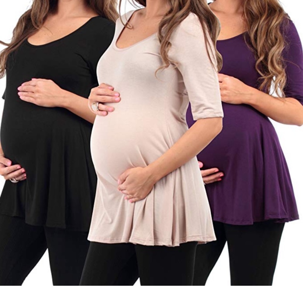 3-Piece Bundle Draped Maternity Tunics Size L